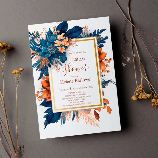 Invitación Indigo Rust Boho Floral Boda Bridal (Subido por el creador)