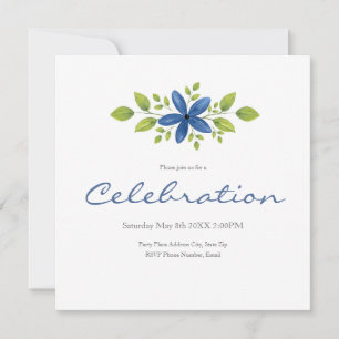 Invitación Indigo Watercolor Floral Swag 2