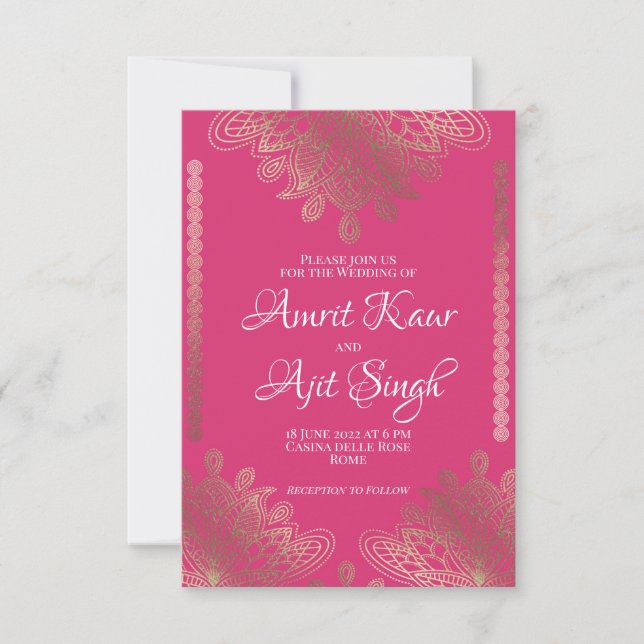 Invitación Indio filigrés de oro (Anverso)