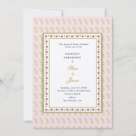 Invitación Indio indio de la ceremonia de Mehendi rosada y do