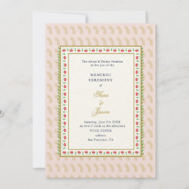Invitación Indio indio de la ceremonia de Mehendi rosada y do