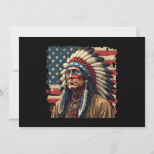 Invitación Indio nativo americano jefe patriótico americano