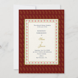 Invitación Indio tradicional de la Ceremonia Mehendi de Oro y