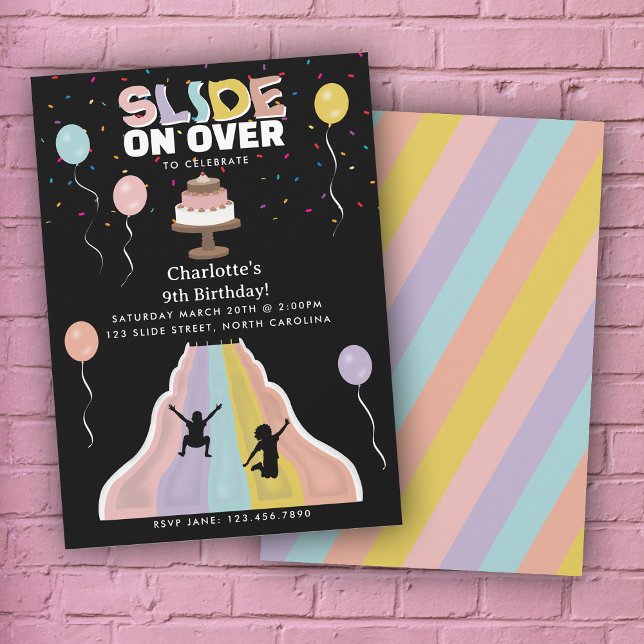 Invitación Indoor Slide Park Girls Playground Birthday Party (Indoor Slide Park Girls Playground Birthday Party Invitation)