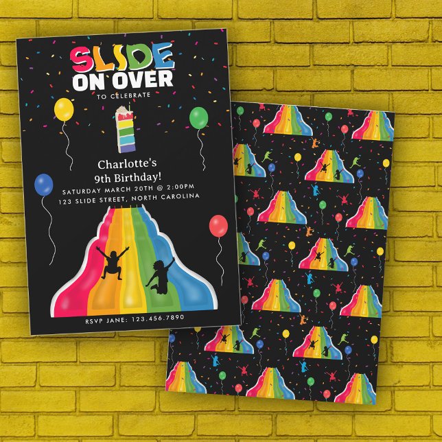 Invitación Indoor Slide Park Kids Playground Birthday Party (Indoor Slide Park Kids Playground Birthday Party Invitation)