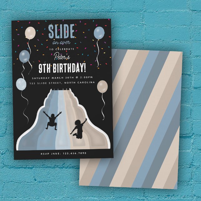 Invitación Indoor Slide Park Playground Boys Birthday Party (Indoor Slide Park Playground Boys Birthday Party Invitation)