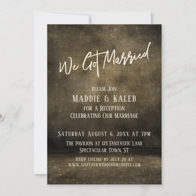 Invitación Industrial Nos Casamos Recepción de Boda Solamente (Anverso)