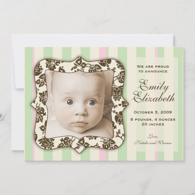 Invitación infantil clásica contemporánea: Chica (Anverso)