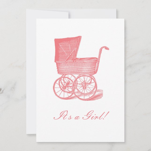 Invitación infantil Coral Victorian (Anverso)