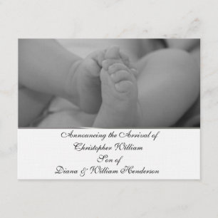 Invitación infantil elegante en blanco y negro