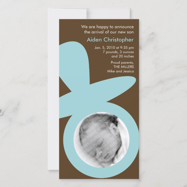 Invitación infantil moderna - Pacificador azul (Anverso)