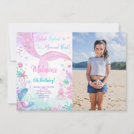 Invitación infantil para 6º cumpleaños de sirena c