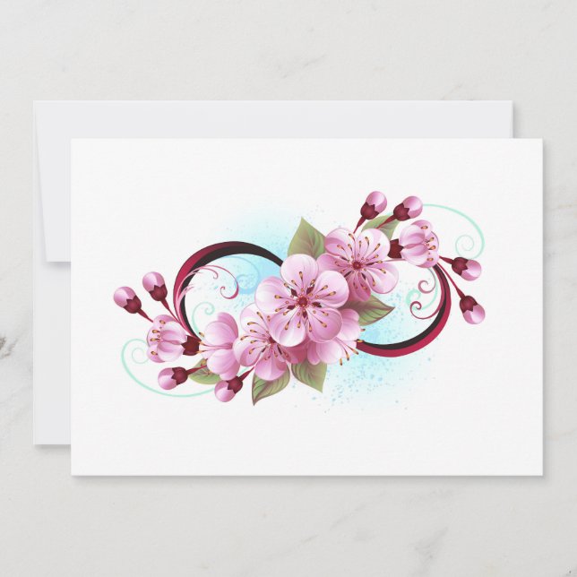 Invitación Infinito con las flores de flores de Sakura Blosso (Anverso)