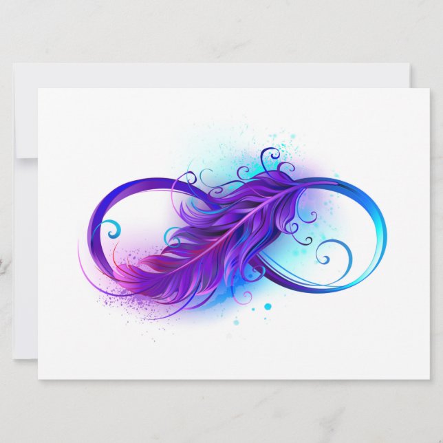 Invitación Infinito con pluma púrpura (Anverso)