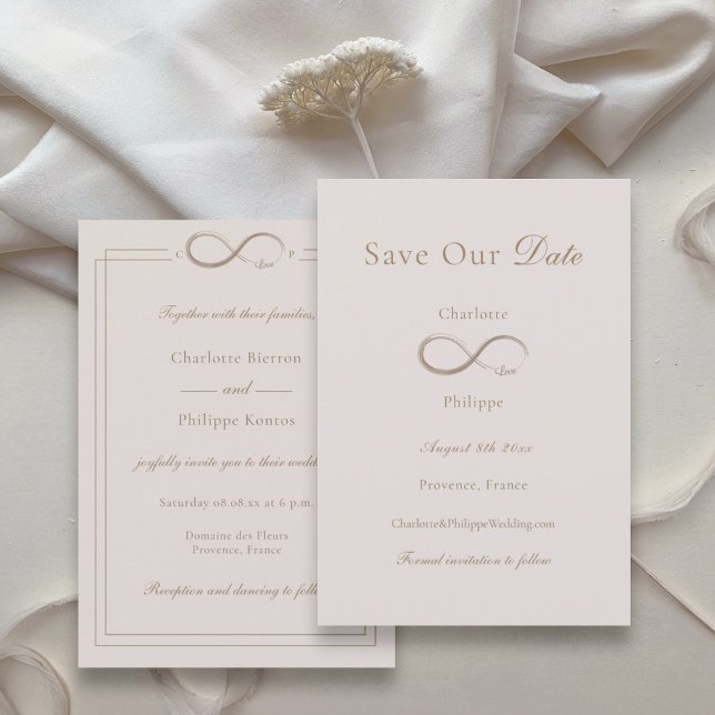 Invitación Infinity Love Light Pink Save Our Date Boda (Subido por el creador)