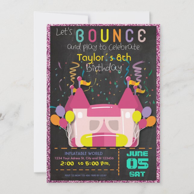 Invitación inflable de la fiesta de cumpleaños del (Anverso)