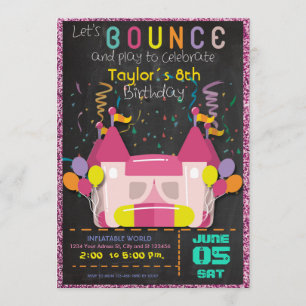 Invitación inflable de la fiesta de cumpleaños del
