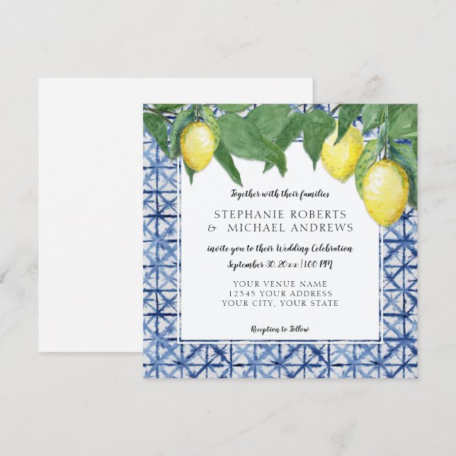 Invitación Influencia asiática: patrón Shibori X con rama lim (Anverso / Reverso)