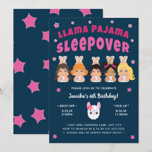 Invitación Influencia de Llama Pajama en marina rosa caliente