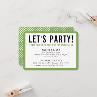 Invitación INFO DE CELEBRACIÓN DE FIESTA moderno negro verde