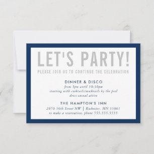 Invitación INFO DE CELEBRACIÓN DE FIESTA simple gris marino m