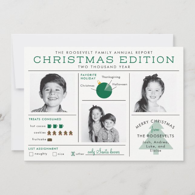 Invitación Infografía divertida de carta de Navidad para bole (Anverso)