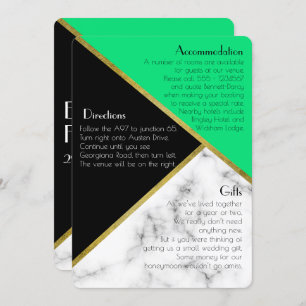 Invitación Información adicional de Jade Green Art Deco Boda