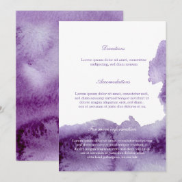 Invitación Información de acuarela ultravioleta elegante