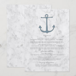 Invitación Información de Boda con Ancla Rústica Azul