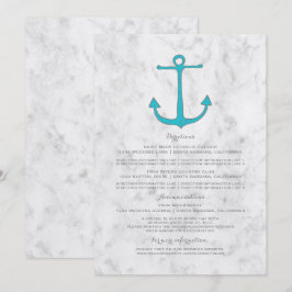 Invitación Información de Boda con Ancla Rústica Turquesa