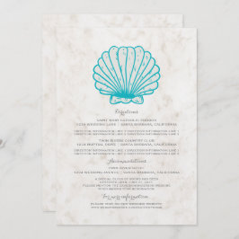 Invitación Información de Boda de Concha Rústica Turquesa