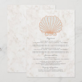 Invitación Información de Boda de Conchas Marinas Rústicas Na