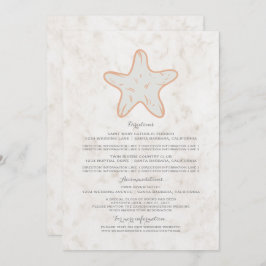 Invitación Información de Boda de Estrella de Mar Rústica Nar