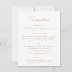 Invitación Información de Boda de guiones de caligrafía elega