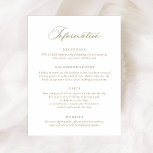 Invitación Información de Boda de guiones de caligrafía elega