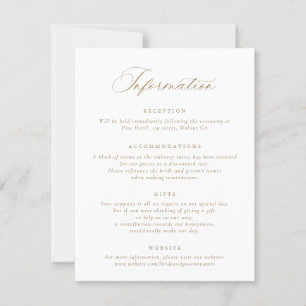 Invitación Información de Boda de guiones de caligrafía elega