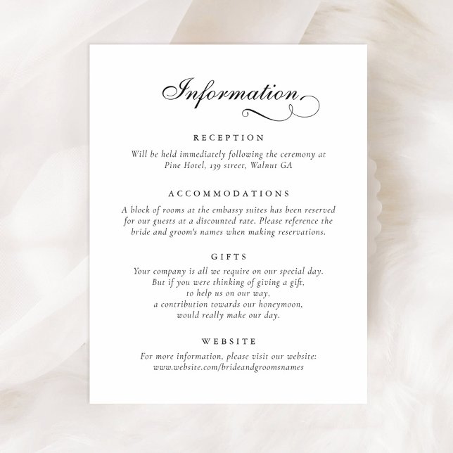Invitación Información de Boda de ornamentos de guiones de ca (Subido por el creador)
