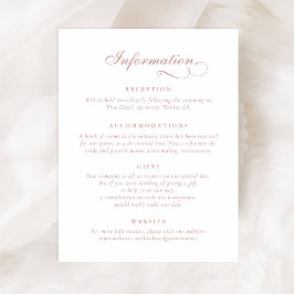 Invitación Información de Boda de ornamentos de guiones de ca