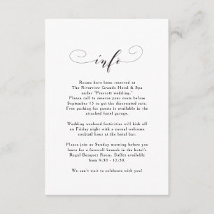 Invitación Información de boda elegante simple en blanco y ne