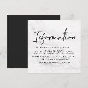 Invitación Información de Boda en Escritura Moderna de Mármol