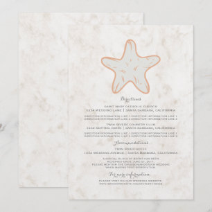 Invitación Información de Boda Estrella de Mar Rústica Naranj