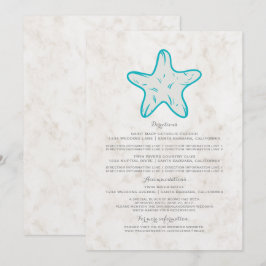 Invitación Información de Boda Estrella de Mar Rústica Turque