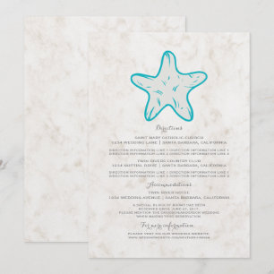 Invitación Información de Boda Estrella de Mar Rústica Turque