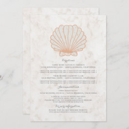 Invitación Información de Boda Rústica Naranja con Conchas Ma