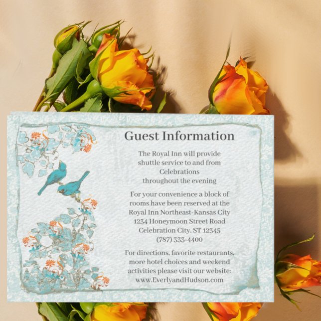 Invitación Información de bodas de damasco de época 5x7 (Subido por el creador)