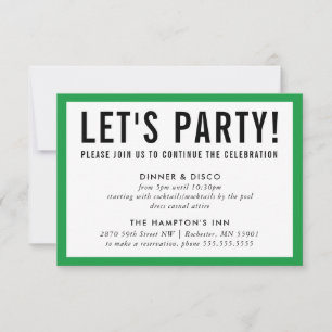 Invitación INFORMACIÓN DE CELEBRACIÓN DE FIESTA verde kelly m