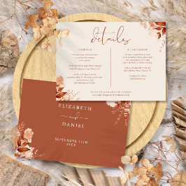 Invitación Información de Detalles de Boda Floral Otoño