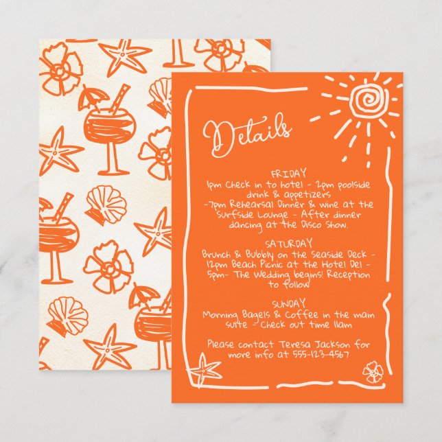 Invitación Información de detalles del Boda dibujado por la m (Anverso / Reverso)