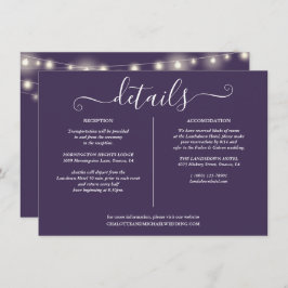 Invitación Información de detalles del Boda púrpura de las lu