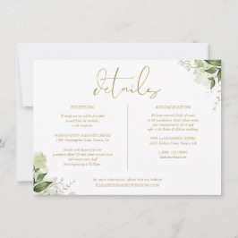 Invitación Información de detalles florales de boda con veget
